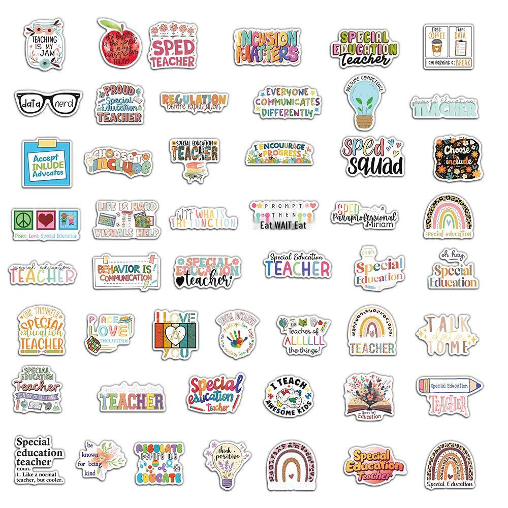 50 Sheets: Special Education Personality Stickers for DIY Phone Cases & Notebooks