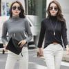 Women's Black Milk Silk Long Sleeve Half Turtleneck T-Shirt with Plus Velvet, All-Season, 2025 New Style
