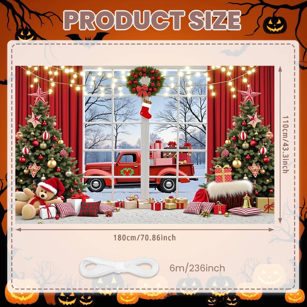 Christmas Backdrop Sparkling Decor Christmas Banner Christmas Tree Banner Snowflake Pattern For Home Decoration Indoor Party