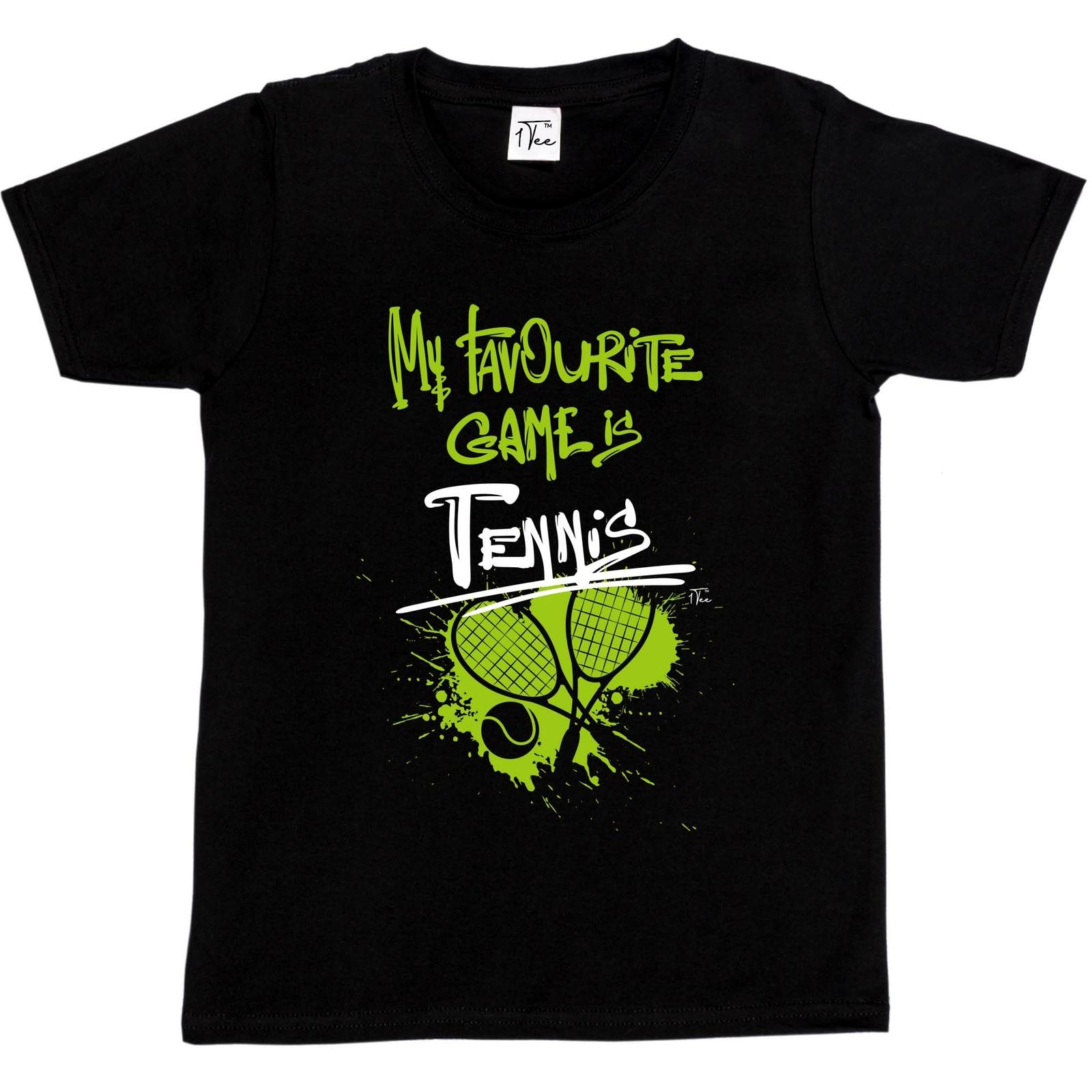 1Tee Kids Girls My Favourite Game Is Tennis T-Shirt S