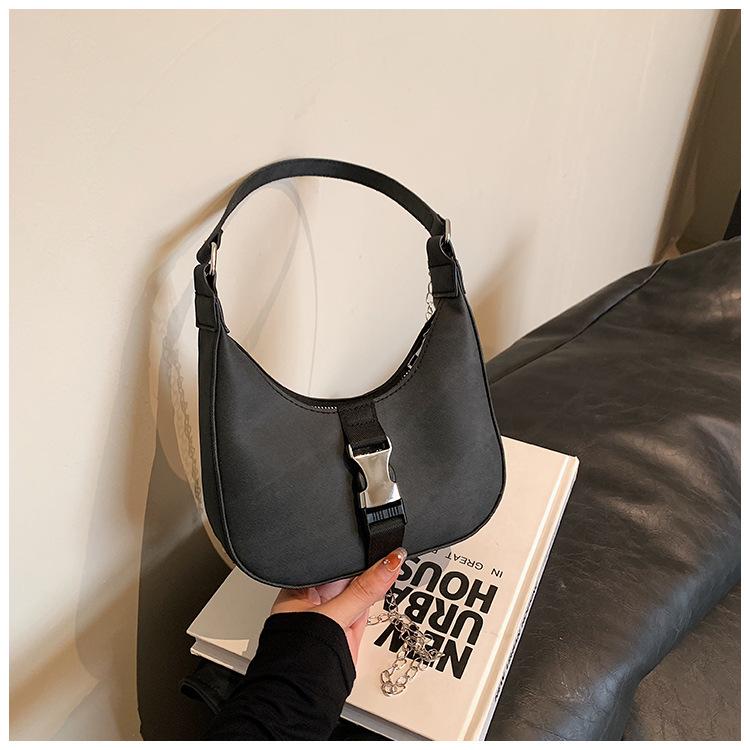 

Модний замок осінь та зима сумка-півмісяць жіноча 2024 нова ретро джинсова сумка на плече сумка під пахвою сумка-тоут для поїздок на роботу темно-сірий