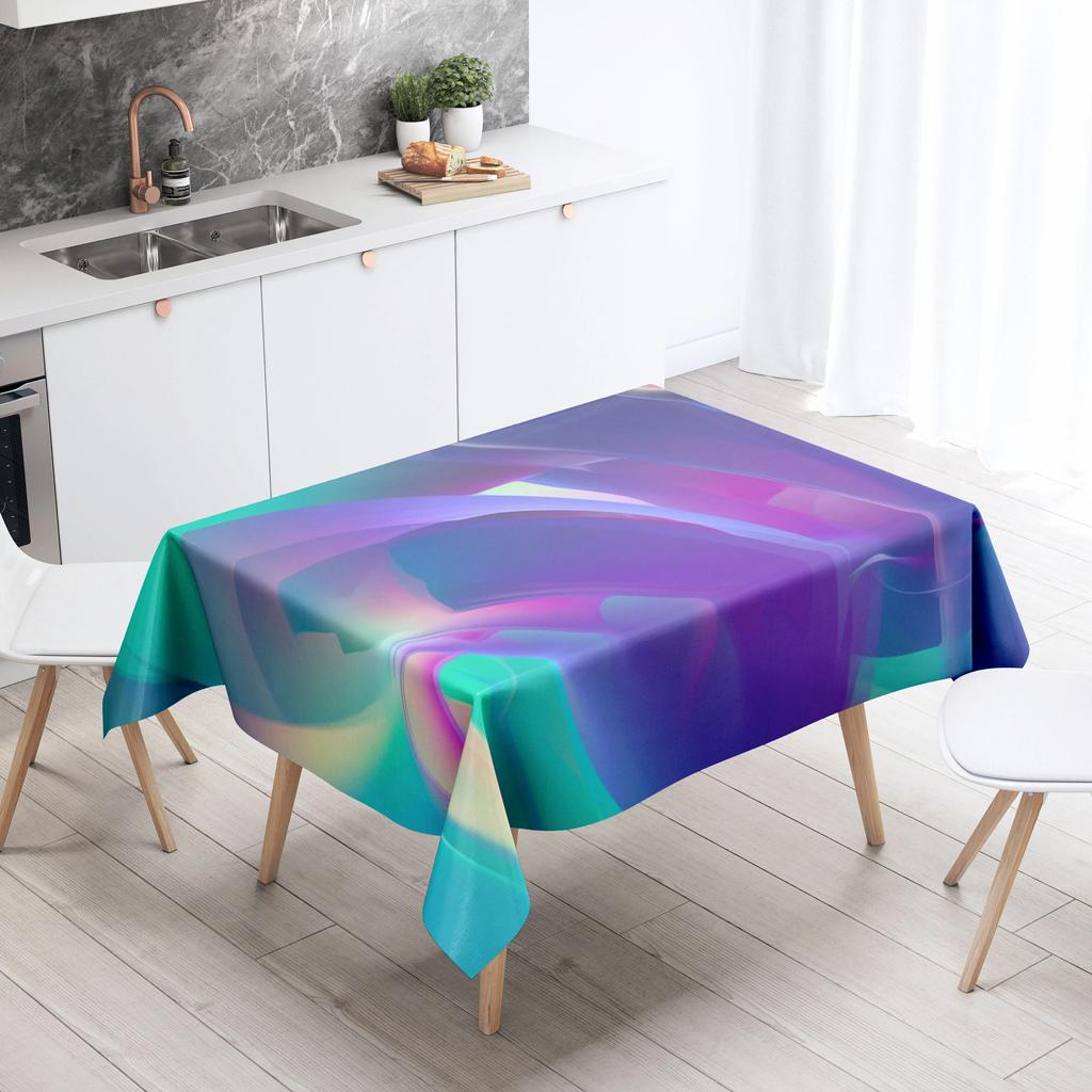 Geometric Line Tablecloth Home Decor Stain Resistant Waterproof Table Decoration Rectangular Kitchen Fireplace Countertop