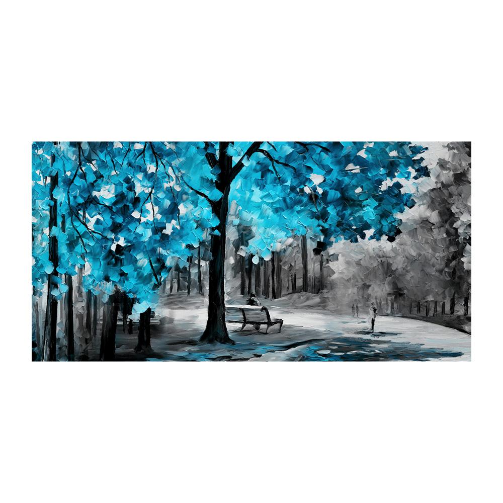 

Современная абстрактная картина маслом с синими листьями, принт на холсте, скандинавский постер, настенное искусство, картина для гостиной, домашний декор 20x40cm NoFrame