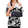 Women Shirt Animal Print Short Sleeve Top Shoulder Zipper Side Hook and Loop Closure Loose Fit Blouse