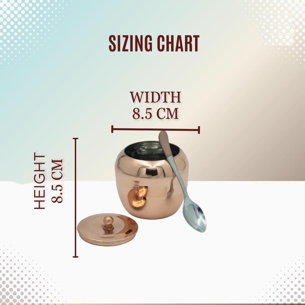 Stainless Steel Oil/ghee Jar/ghee pot/Ghee Container/oil Pot with Spoon Copper Coated 250ml