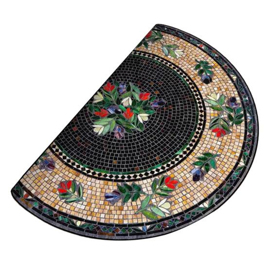 Floor Mat Semi-Circular Design 3D Illusion Rug Non-Slip Decorative Door Mat Entryway Living Room Bedroom Fade-Resistant Area Rug