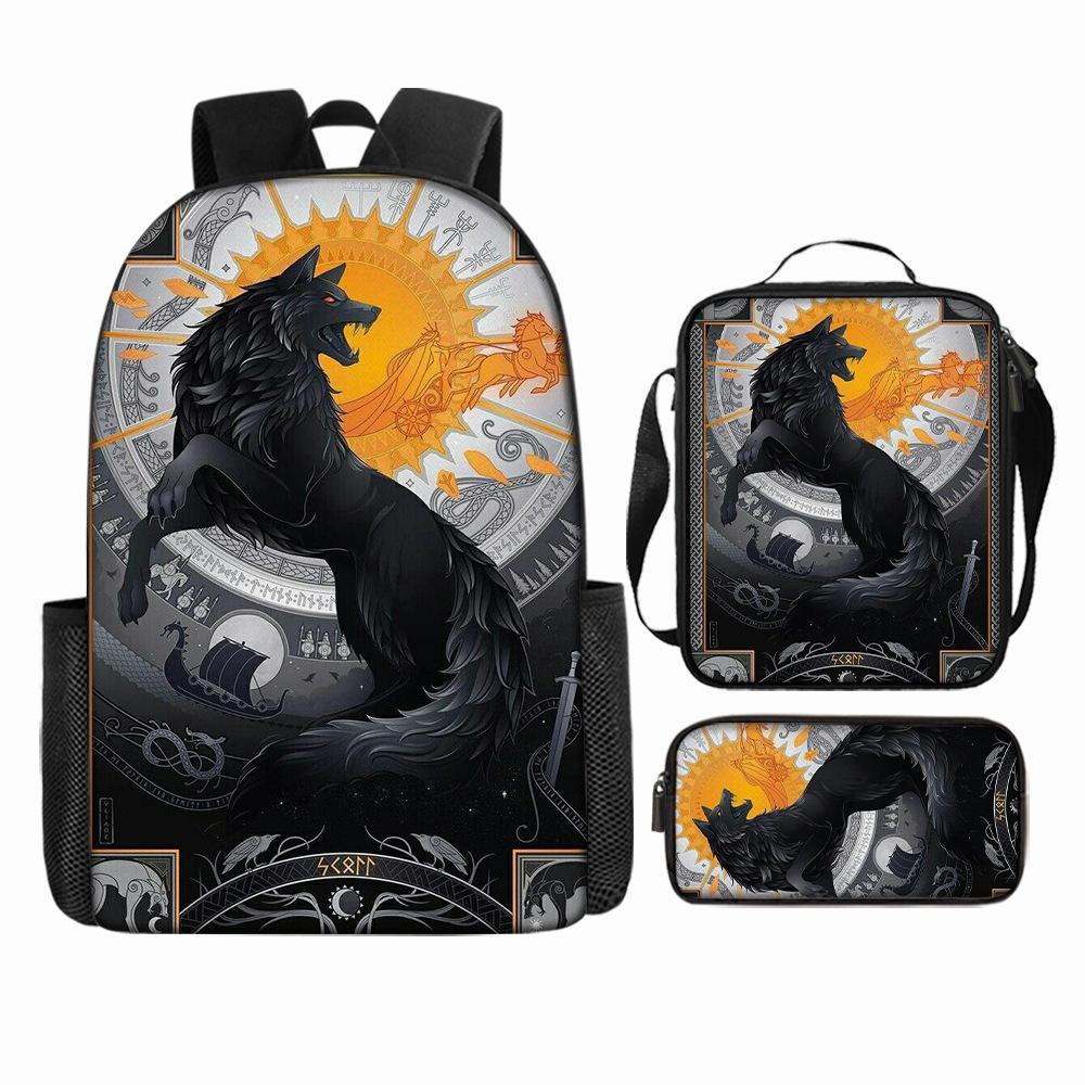 Anime Rucksack Set One Piece Naruto Schultasche für Jungen Schüler Laptop Rucksack Umhängetasche Federmäppchen 3-teilig Große Kapazität Wasserdicht