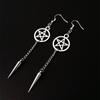Personality Gothic Sliver Color Five-pointed Star Sword Dagger Tassels Dangle Earrings for Women Hallowmas Party Jewelry Gifts
