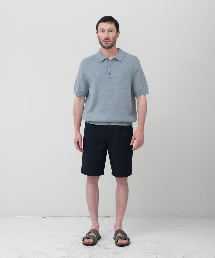 MANNERGRAM [Half-Set Japanese Imported Fabric] Single-Pleat High-Density Cotton Half Pants Dark Navy