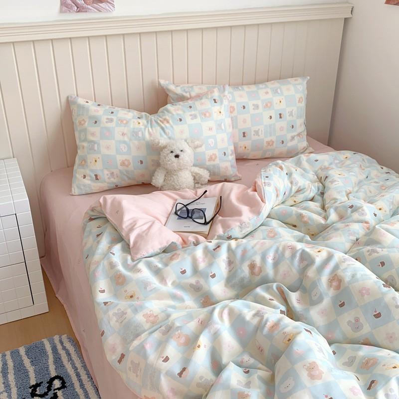 2026 Korean Cartoon Student Cotton 40TC Duvet Cover Set Ins Style Bedding