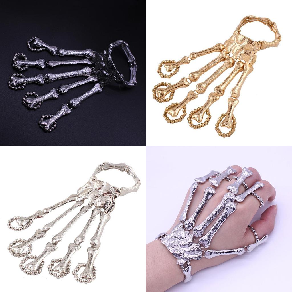 Alloy Skeleton Punk Finger Bone Chain Bracelet For Women Gift And Party Decor