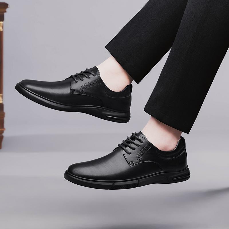 Fashion 2024 Mens Dress Leather Shoes Slip on genuine Leather Mens Casual lace up Oxford Shoes Business Male Footwear Pointed Toe Shoes