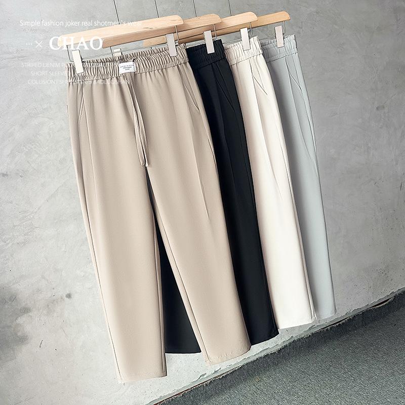 

Men s Trendy Ice Silk Casual Straight-Leg Trousers - Loose Fit, Korean Style for Boys and Men 2XL