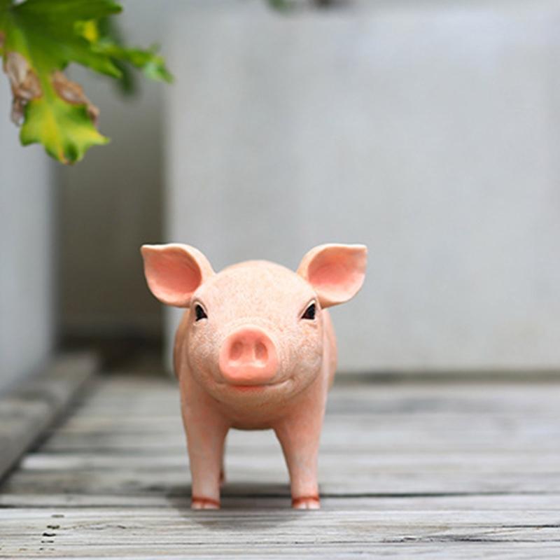 Simulated Animal Pig Figurine Parent-child Farm Toy Plastic Ornament Children's Toy Model Landscape Garden Home Ornament