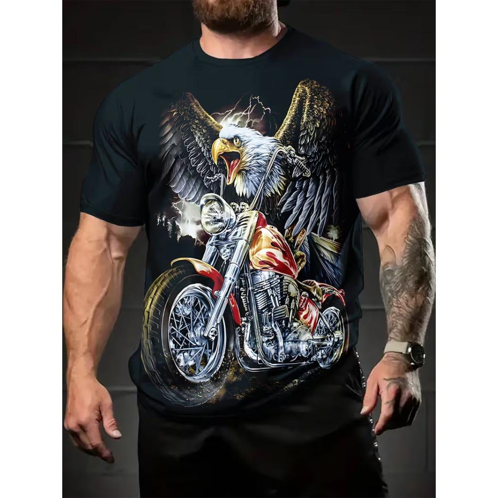 Sommer Herren Mode Stilvoll Bequem Rundhals Kurzarm T-Shirt Bunte Tiere 3D Druck Lässig Locker Atmungsaktiv Weich Übergröße T-Shirt