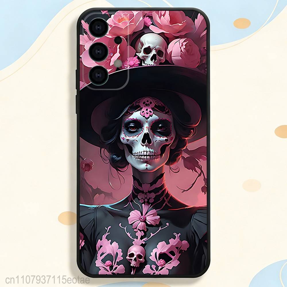 Day of the Dead Mexican C-Catrina Skull Case for Samsung S26 S24 S22 S25 Ultra S9 S20 FE S23 Plus S10 S21 Shockproof Funda Cover