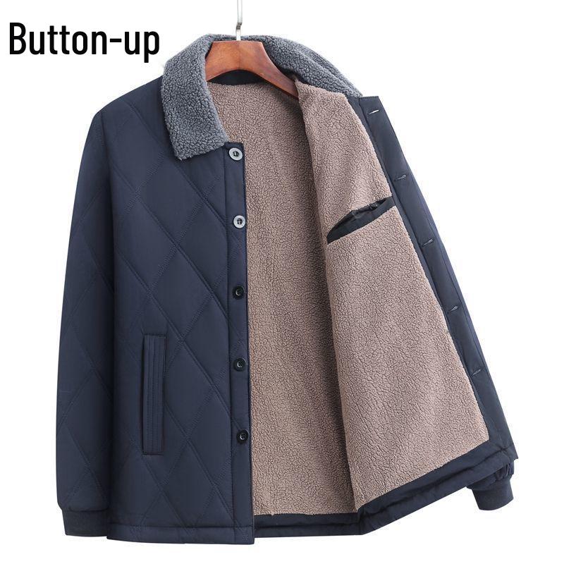 

Men s Thickened Lambswool Cotton Jacket for Dad and Grandpa - Warm Winter Outerwear for Middle-Aged and Elderly. 3XL [Recommended 150-165 lbs]