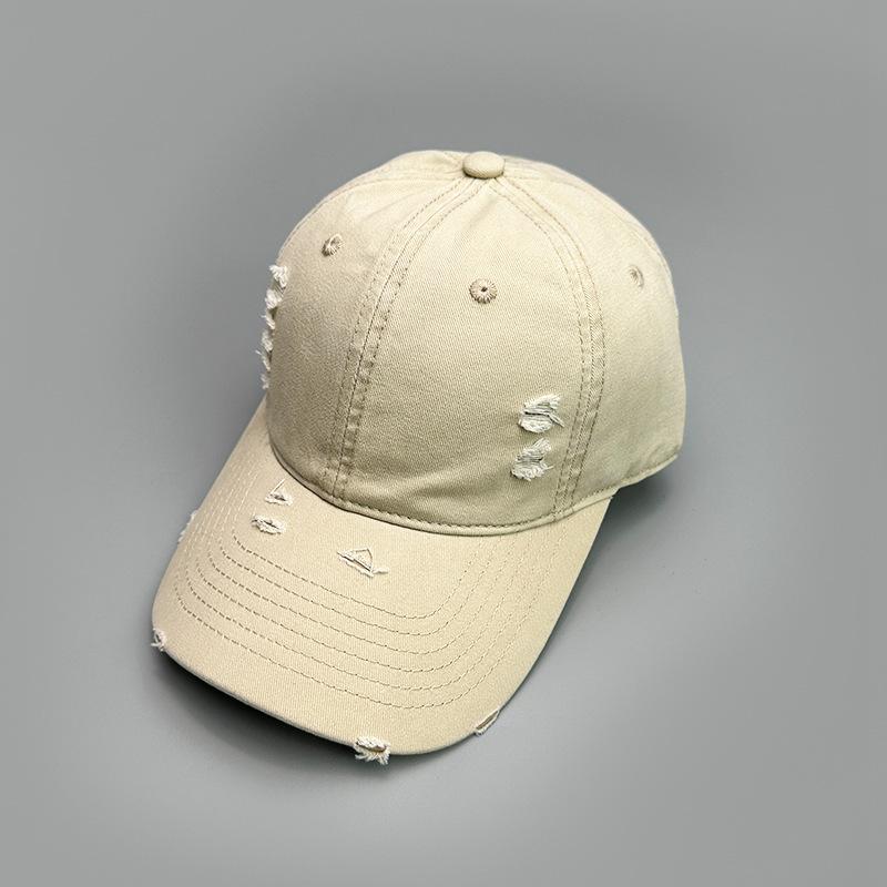 Ripped Wind Embroidery Letters Solid Color Baseball Cap Men'S And Women'S Retro Street Versatile Sunshade Cap
