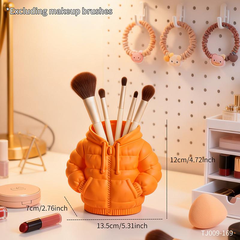 Creative down Jacket Shaped Resin Pen Holder Cute Minimalist Desk Organizer for Pens Makeup Brushes Home Office Display