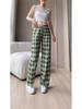 2024 Trendy Korean Plaid Wide-Leg Pants for Women - Slimming, Versatile, and Stylish for Spring/Summer