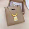 Square Brick Shell H Letter Temperament Personality Minimalist Furnace Real Gold Female Collarbone Necklace