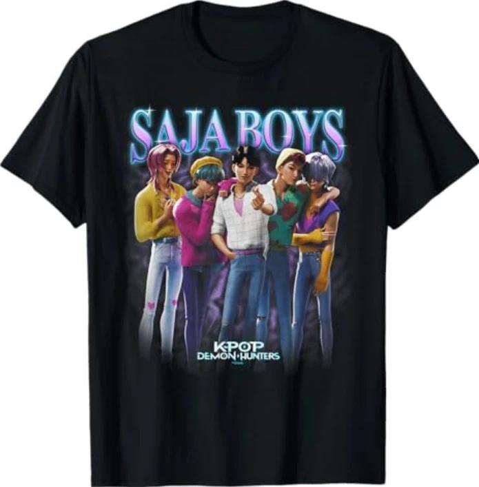 Kpop Demon Hunters Saja Boys Heartthrob Officially Licensed 100% Cotton T-shirt Mens Tees Top 2XL