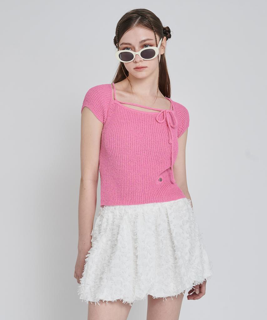 UNUSUALNORMAL Rupin 2Way Knit Top_Pink