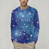 3D 5-Pointed Star Pattern Printed Top Casual Long Sleeved Men's T-shirts - Soft Medium Stretch Polyester Fabric Spring and Autumn Relaxed Fit Clothing