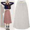 Damen Langer Metallisch Silberner Maxi Plisseerock Midirock Hohe Taille Elastizität Lässiger Partyrock