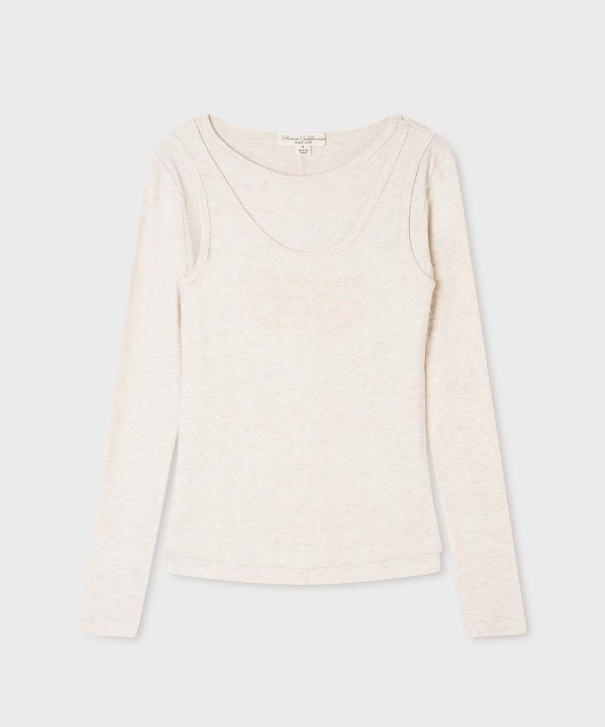 WHO.A.U Lettering 2-Way Layered T-Shirt(F) / Whlag3865F