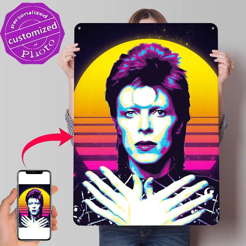 David Bowie Retro Art D Texture Printed Poster Custom Vintage Metal Tin Plate Sign for Wall Art Gaming Decoration Room House