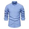 Men's Oxford Textile Shirt Casual Versatile Fashion Color Blocking Long Sleeved Top