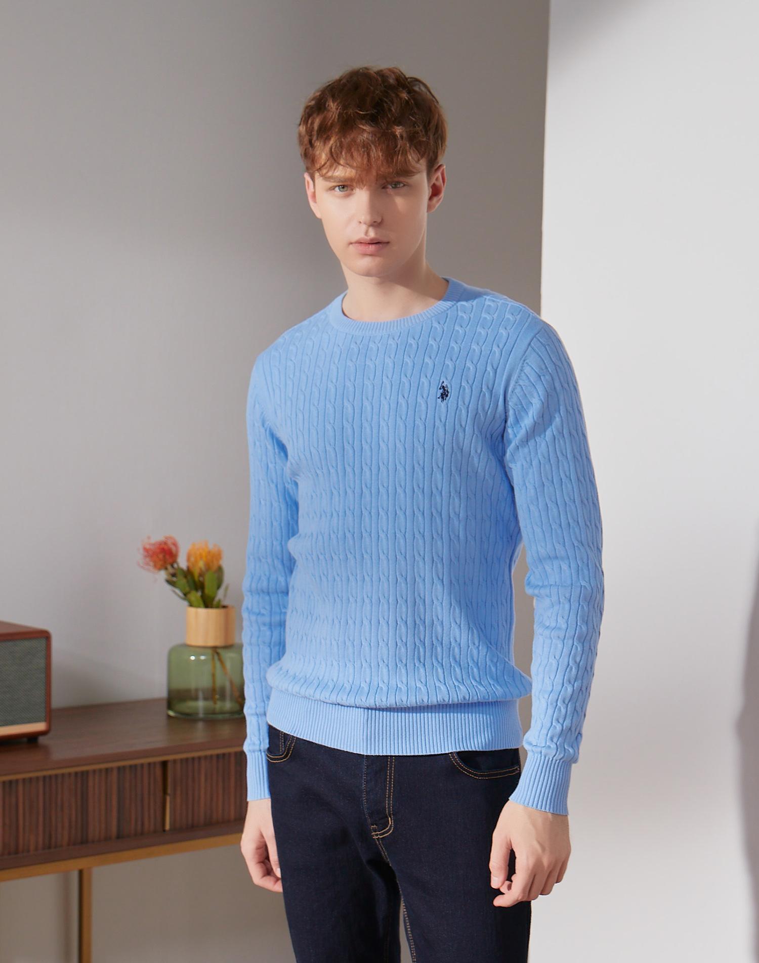 USPOLOASSN Cotton Long Sleeve Cable Round