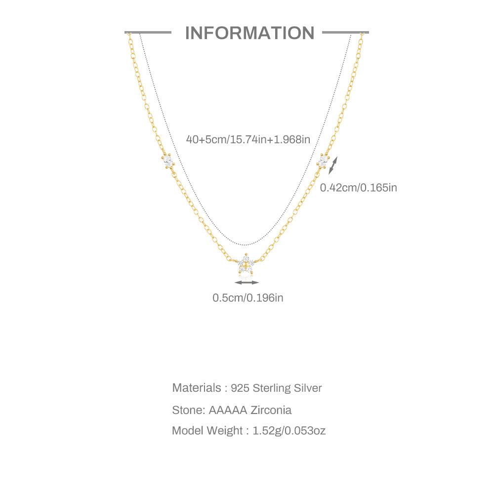 Light Luxury S925 Sterling Silver Simple Wind Exquisite Dazzling Five-Petaled Flower Star Elements Stacked Collarbone Chain Woman