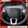 3PCs ABS Chrome Car Steering Wheel Cover Trim Decoration Sticker for Peugeot 2008 208 308 2015 2016 2017 2018