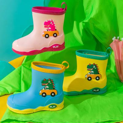 New Children's Rain Shoes Baby Rain Boots Cute Cartoon Water Shoes Outdoor Waterproof and Non-slip Dinosaur Male and Female Students