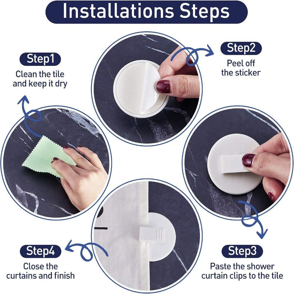 Waterproof Shower Curtain Clips Self Adhesive Bathroom Curtain Clips  Bathroom