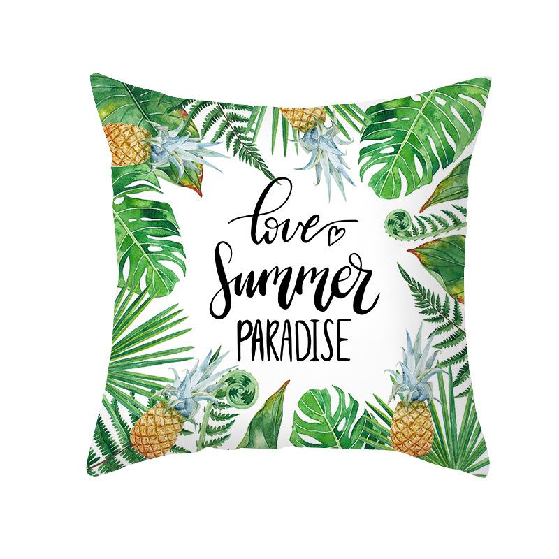 Ins Summer Green Plant Pillow Cover New Watercolor Pineapple Sofa Cushion Cover Home Supplies Pillow