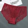 Tamanho grande triângulo para mulheres renda gelo seda sem costura roupa íntima algodão puro médio alcance, calcinha cintura média