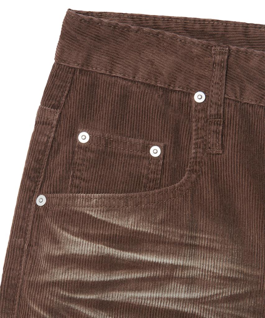 Nomaenyueol Wave Curved Corduroy Pants - Brown