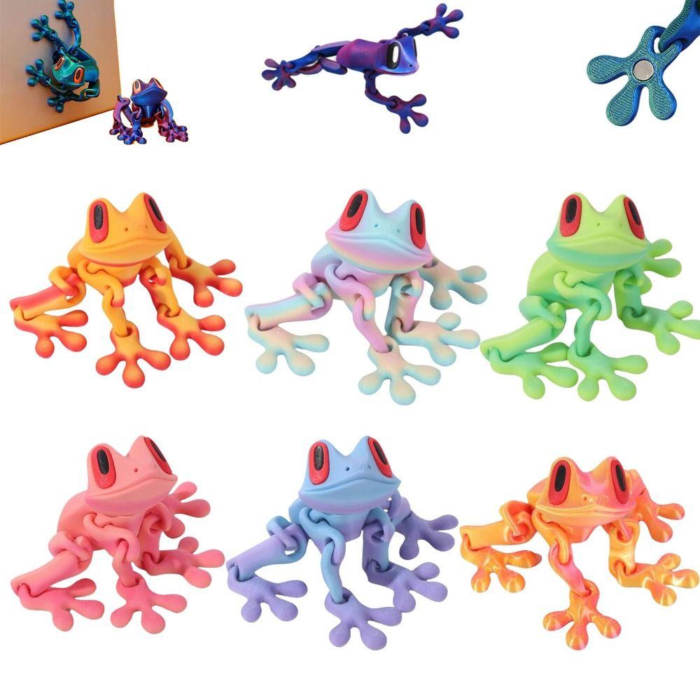 Realistic Magnetic Frog Toy Stress Relief Toys Jointed Jumping Frogs Model 3D Printed Magnet Frog