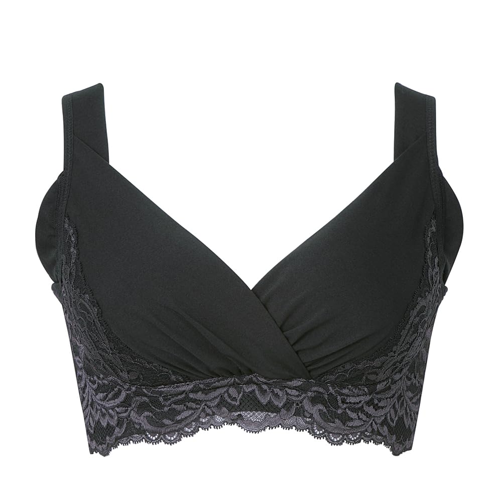 New Shaping Cotton Blend Triple Catch FIT Bra S [Bradelis York] Non-wired Bra, 23, Black,