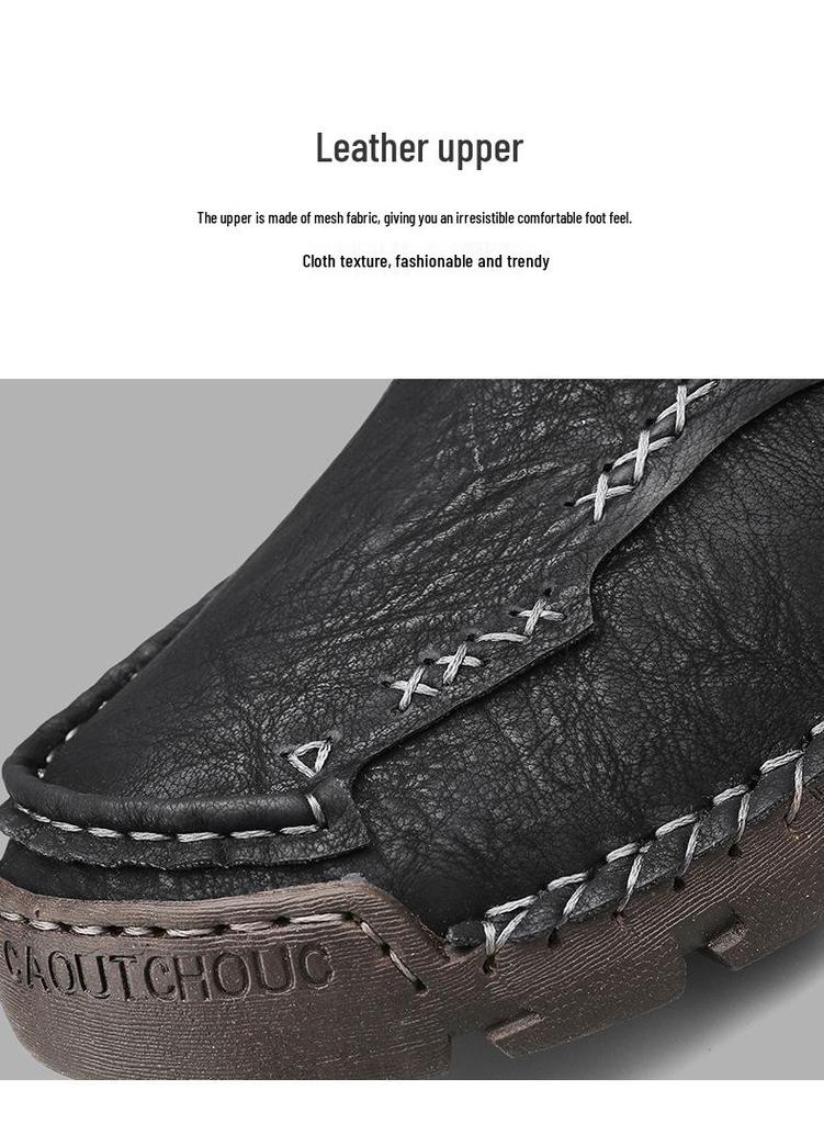 Men's Large Size Martin Boots - Casual Handmade Zipper Short Boots with Plus Velvet for Autumn and Winter