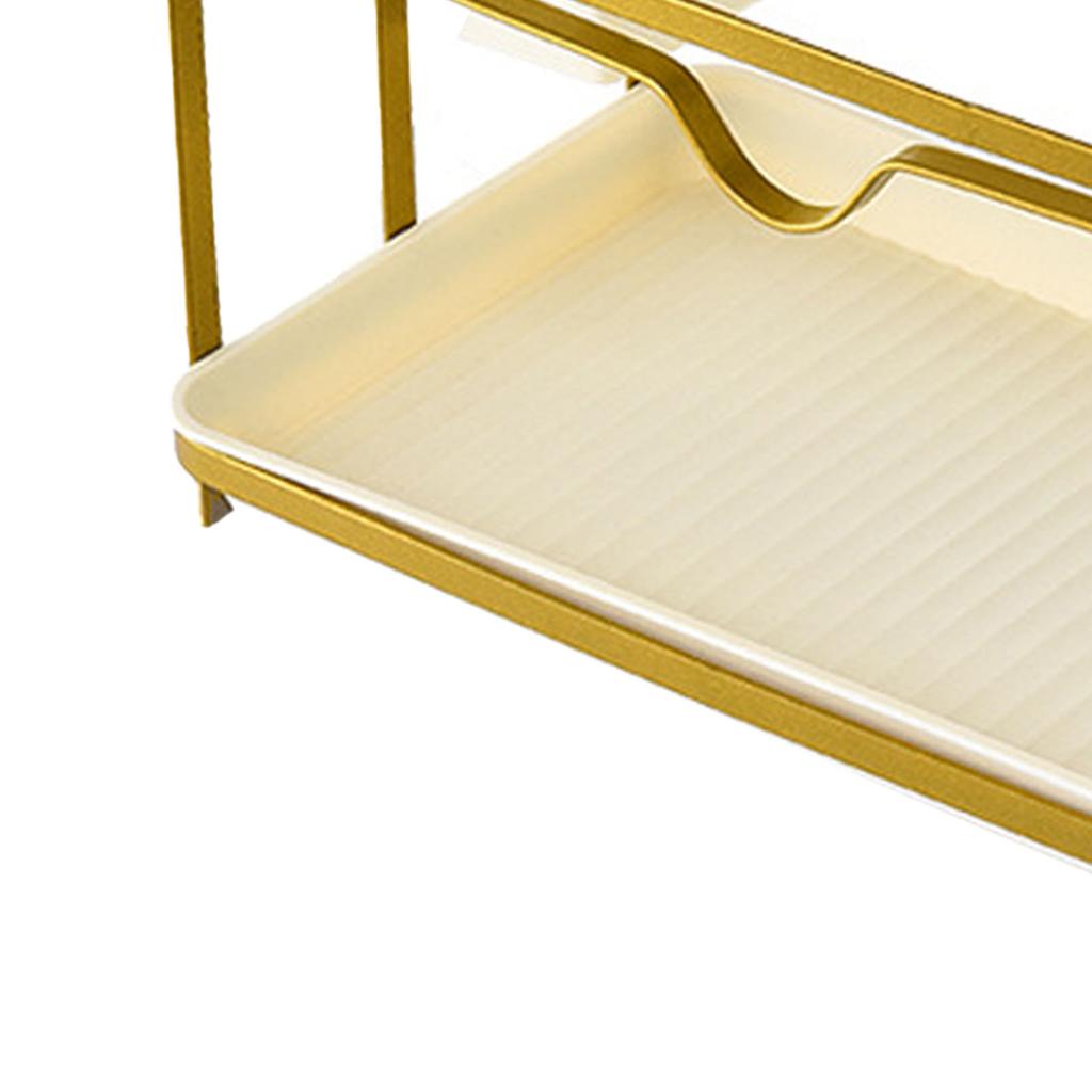 Abtropfgestell für Essstäbchen Multifunktional Kohlenstoffstahl und PP Küchenarbeitsplatte Utensilienhalter Gold