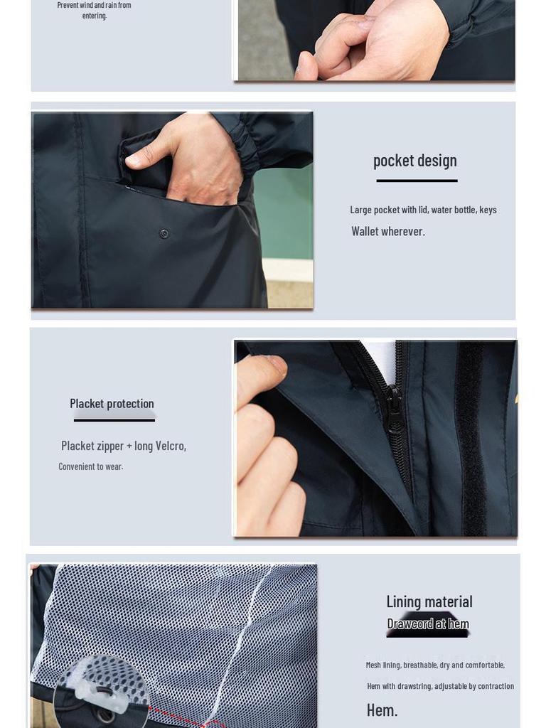 Fato de Chuva Masculino para Motocicleta: Conjunto de Jaqueta e Calça Divididos para Entregadores de Comida, Proteção Contra Tempestades