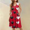 Women's Casual Fashion Sexy V-Neck Button Decoration Sleeveless Valentine's Day Tunic Dress