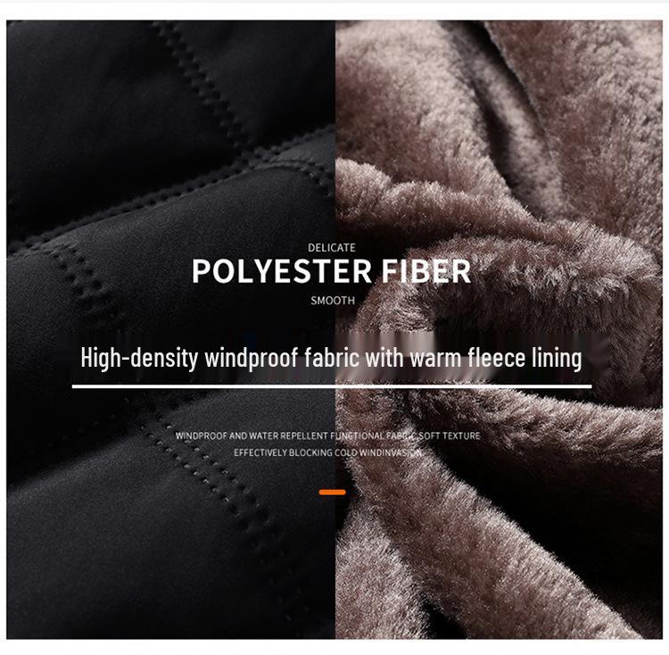 Men’s 2025 Winter Stand Collar Windproof Cotton Jacket - Thick Velvet, Middle-Aged Dad Style