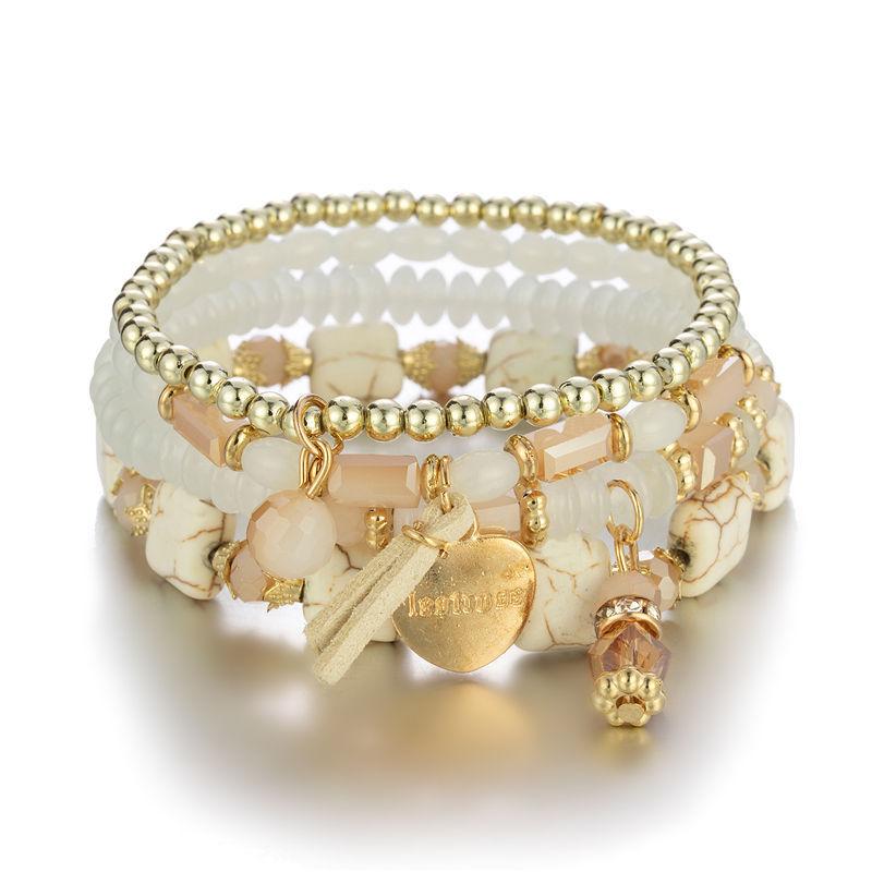 DIEZI Korean Ethnic Bohemian Crystal Beads Leaves Charm Bracelets For Women Girls Elastic Rope Wrap Bracelet Pulseira Feminina