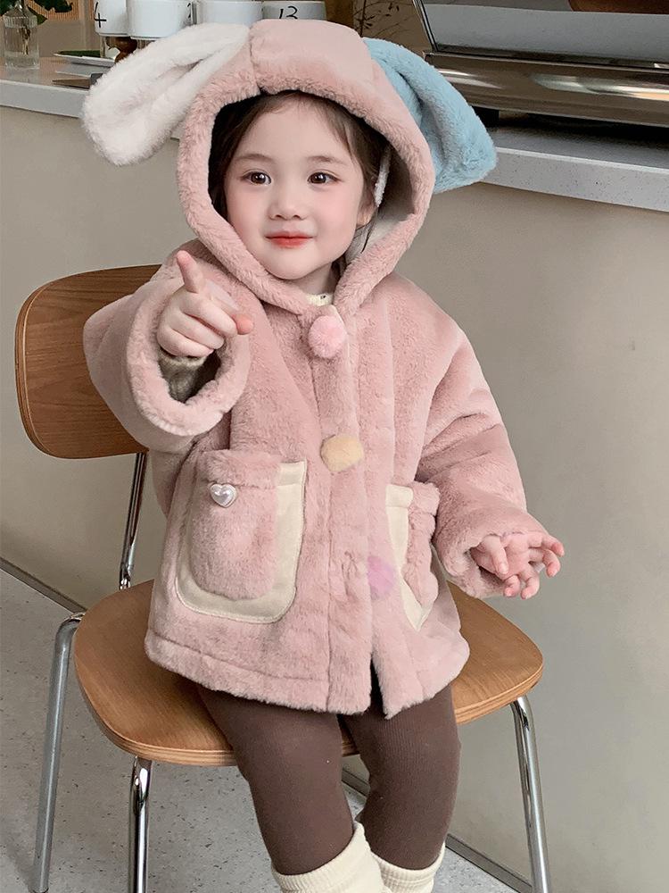 2025 Winter Kapuzen-Einteiler aus Kunstpelz für Baby-Mädchen – Süße & Warme Oberbekleidung