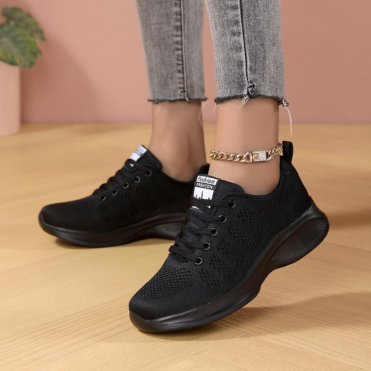 

Кроссовки большого размера дышащие повседневные на мягкой подошве одинарная обувь сетчатая обувь из ткани-мухи студенческие кроссовки для бега женские 35 чёрный